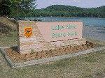 Sign at the entrance of the First Beach at Lake Alma